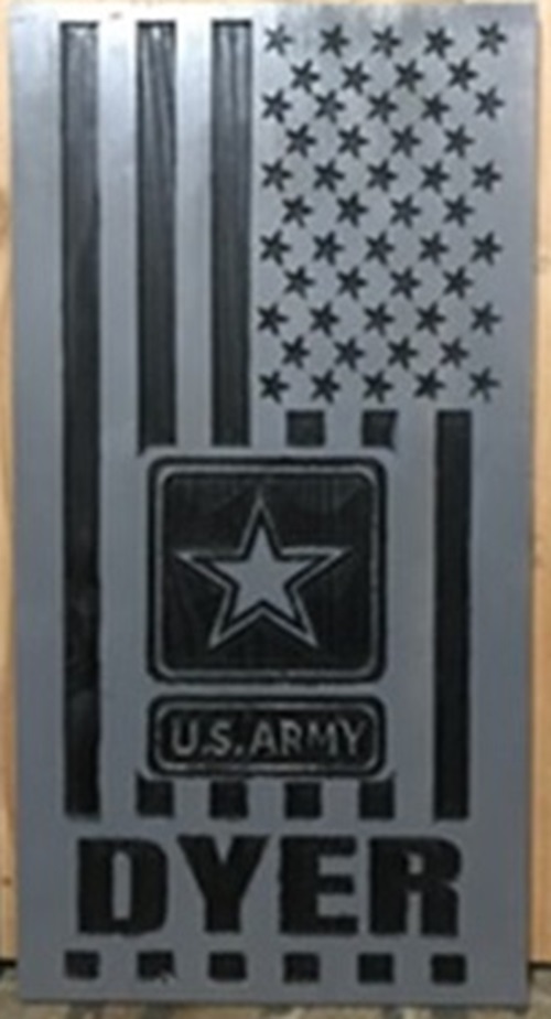 Army carved USA sign