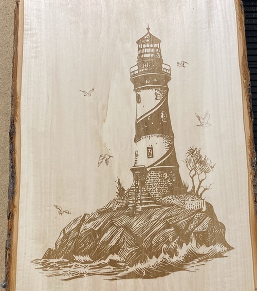 light house on Live edge pine