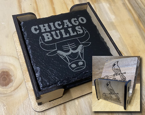 Slate coasters and caddy