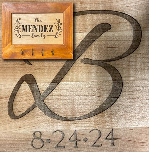 B initial and inset key hanger