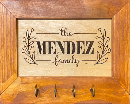 family name engrave on framed keyholder